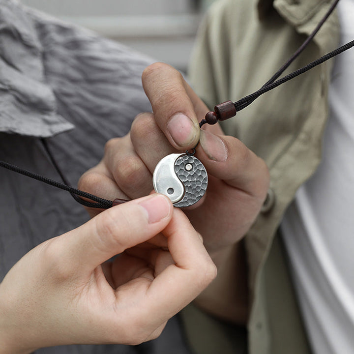 Kette Sterling-Silber Yin Yang Anhänger Balance Männer