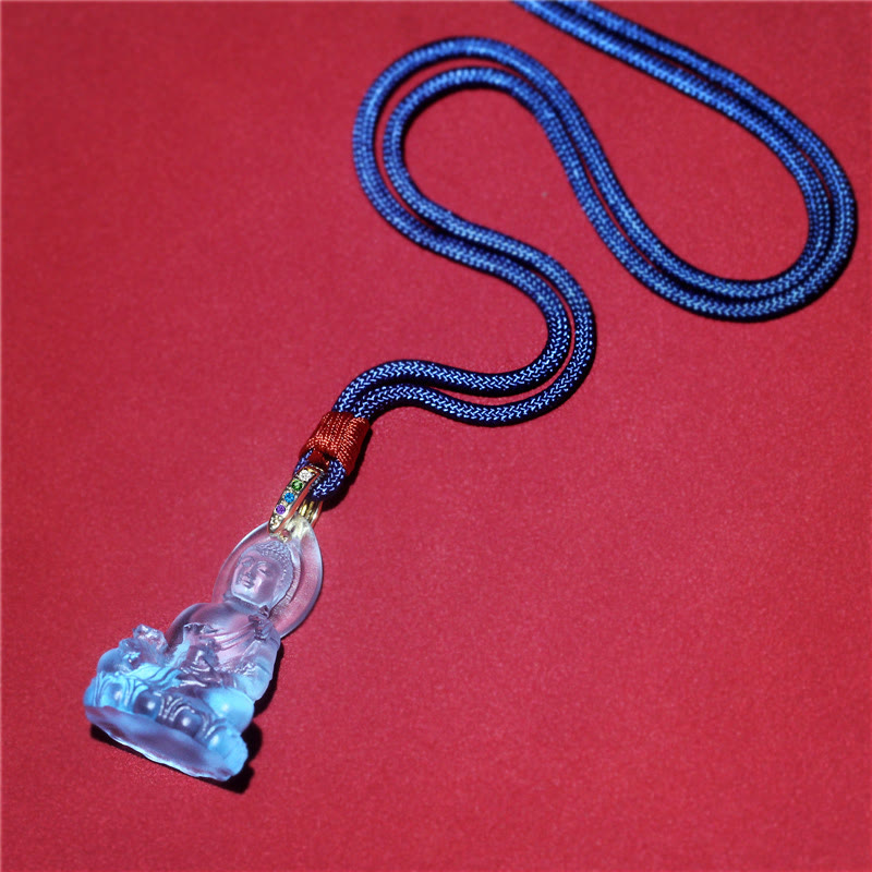 Anhänger Kette Liuli Medizin-Buddha Weisheit blau Kristallglas