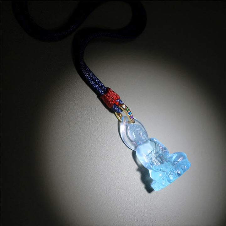 Anhänger Kette Liuli Medizin-Buddha Weisheit blau transparent