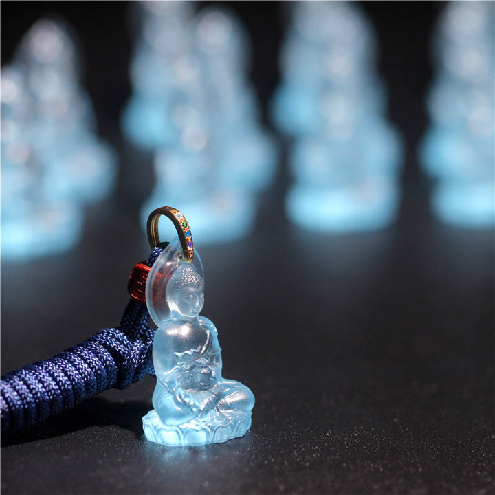 Anhänger Kette Liuli Medizin-Buddha Weisheit Glaskunst transparent