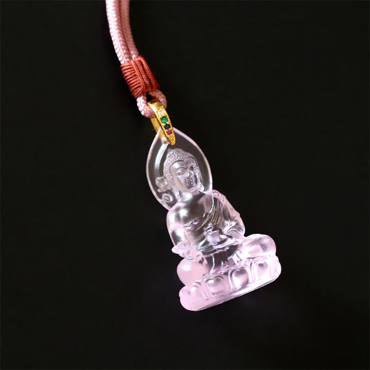 Anhänger Kette Liuli Medizin-Buddha Weisheit Kristall rosa