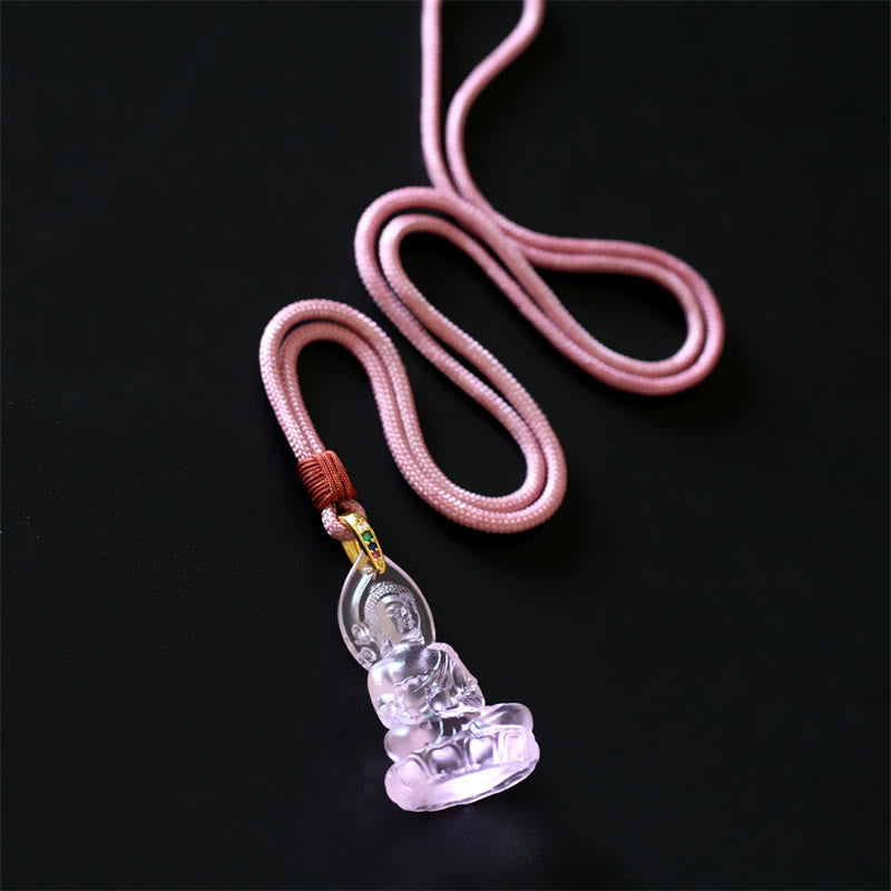 Anhänger Kette Liuli Medizin-Buddha Weisheit Kristall rosa