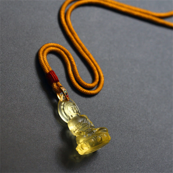 Anhänger Kette Liuli Medizin-Buddha Weisheit gelb transparent