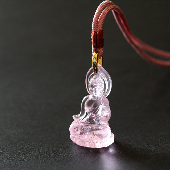 Anhänger Kette Liuli Medizin-Buddha Weisheit Kristall rosa