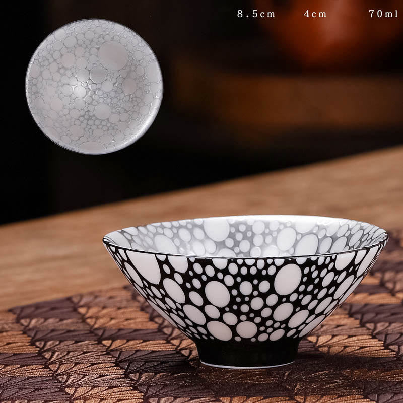 Teetasse Chinesisch Tibet Fu Zeichen Keramik Schwarze Punkte