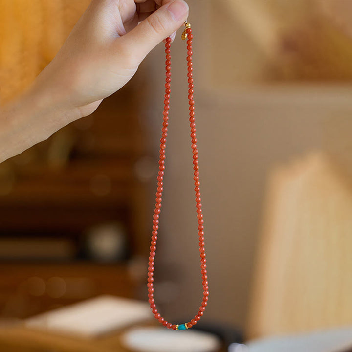 Lange Kette Roter Achat Türkis