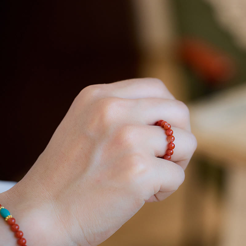 Ring Roter Achat Türkis Buddha