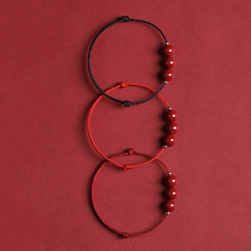 Drei rote Armbänder Zinnober – Glück & Segen Flachlage Naturstein