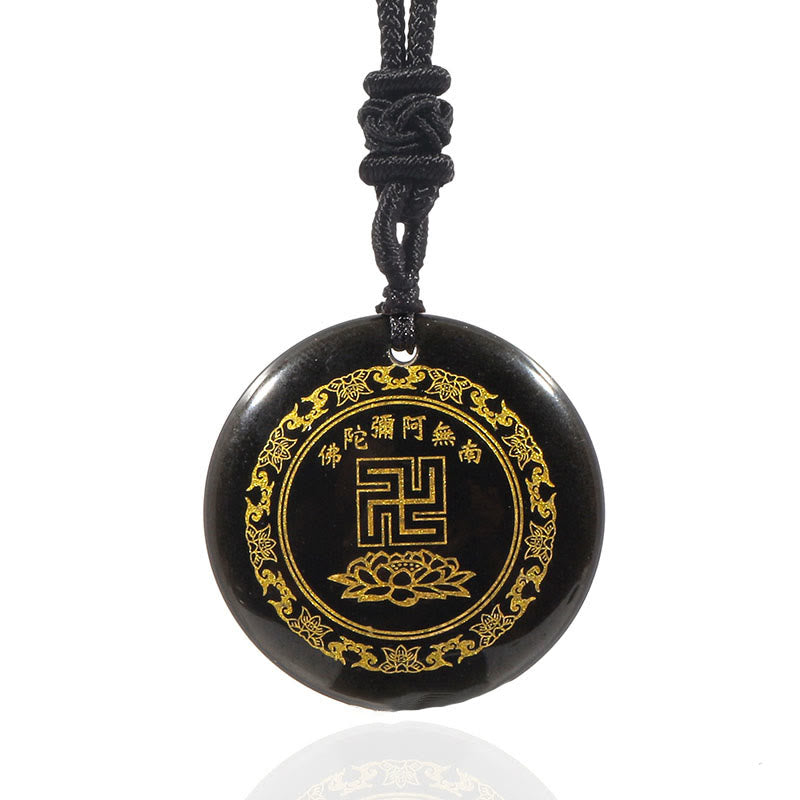 Anhänger Obsidian Seide Schwarz