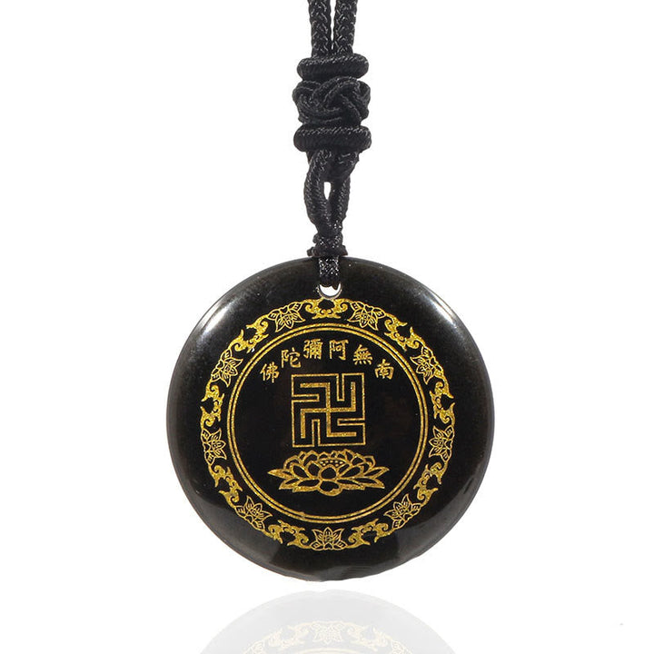 Anhänger Obsidian Seide Schwarz