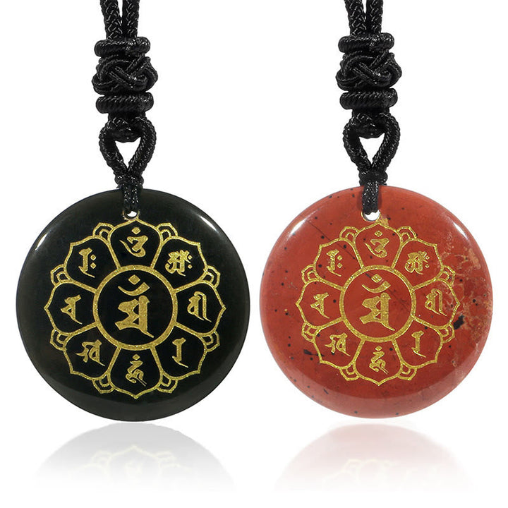 Anhänger Kette Obsidian Rot Heilstein Buddha