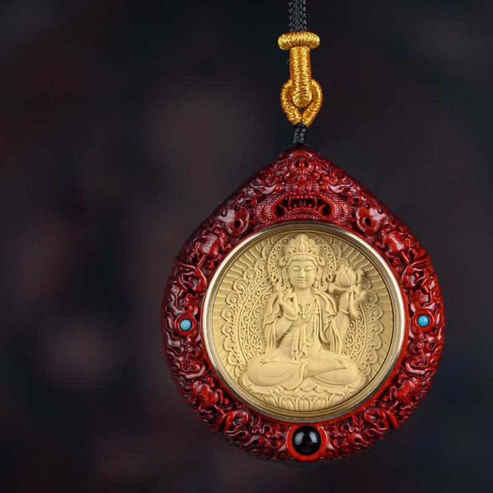 Kette Buddha Rot Cinnabar Zodiak Anhänger