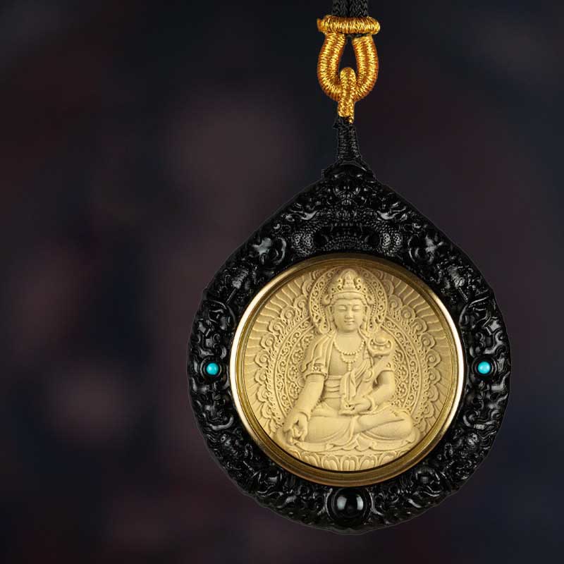 Kette Buddha Schwarz Zodiak Anhänger Schutz