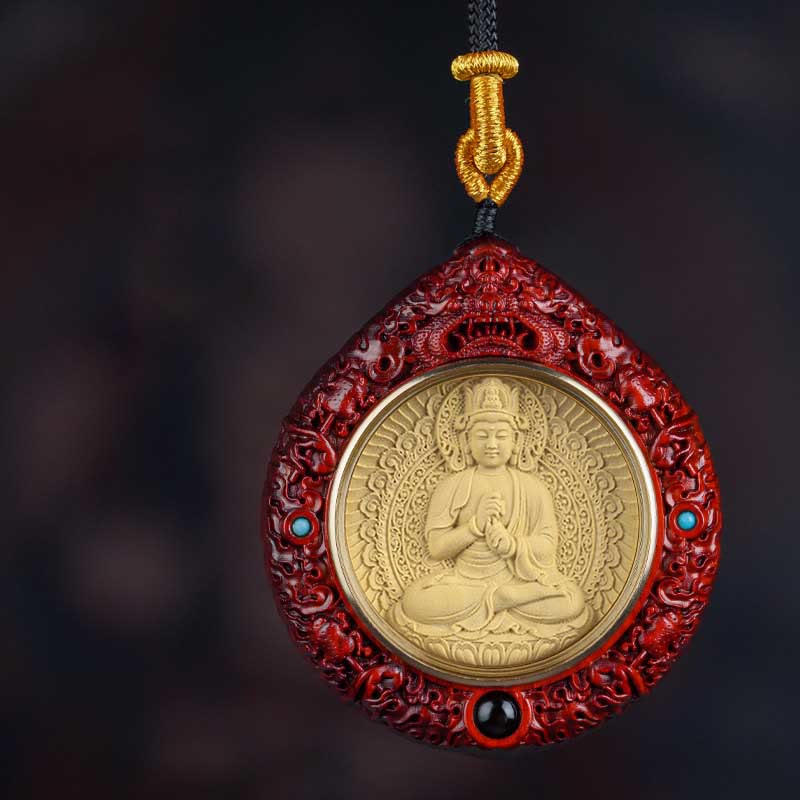 Kette Buddha Rot Cinnabar Zodiak Anhänger