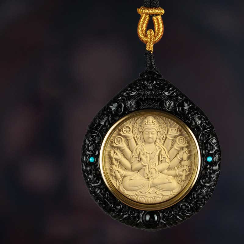 Kette Buddha Schwarz Zodiak Anhänger Schutz