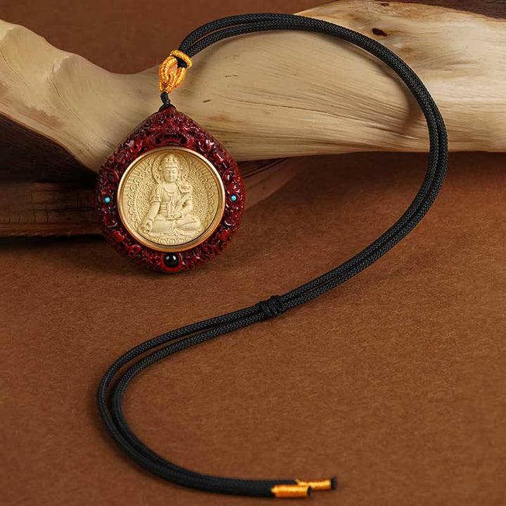 Kette Buddha Schmuck Anhänger Rot Schwarz