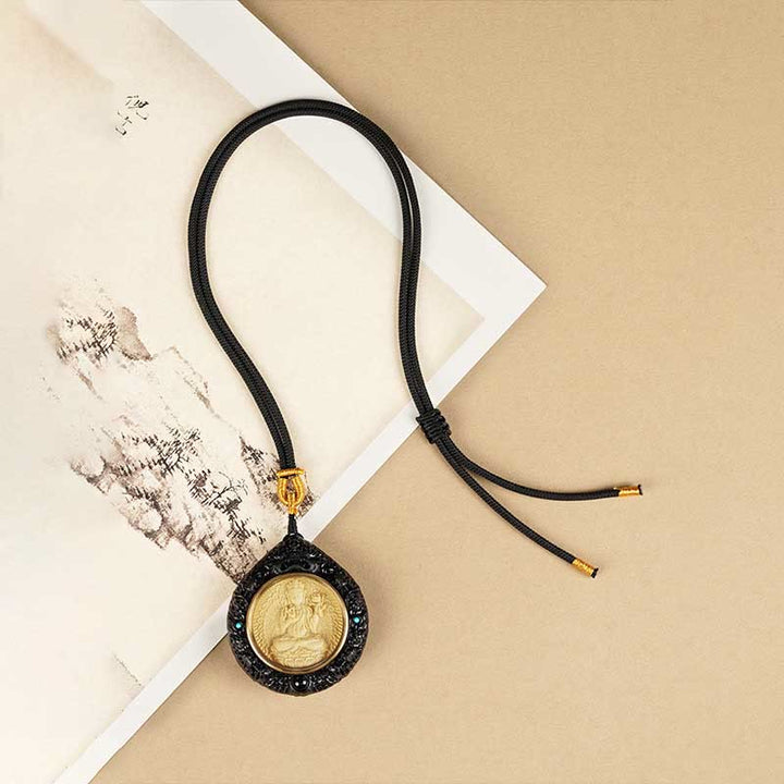 Kette Buddha Sandelholz Holz Anhänger Glück