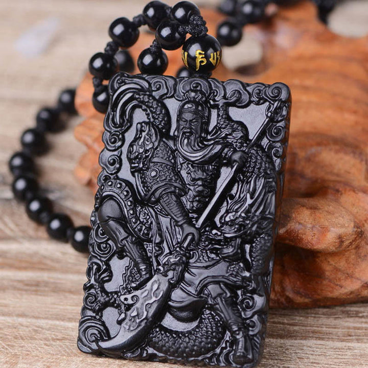 Schwarze Obsidian Kette Pendant Schutz Kraft
