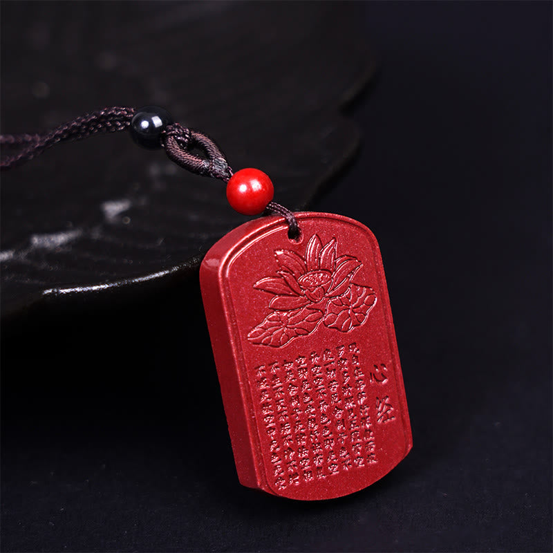 Kette Zinnober Lotus Herzsutra Graviert Segen