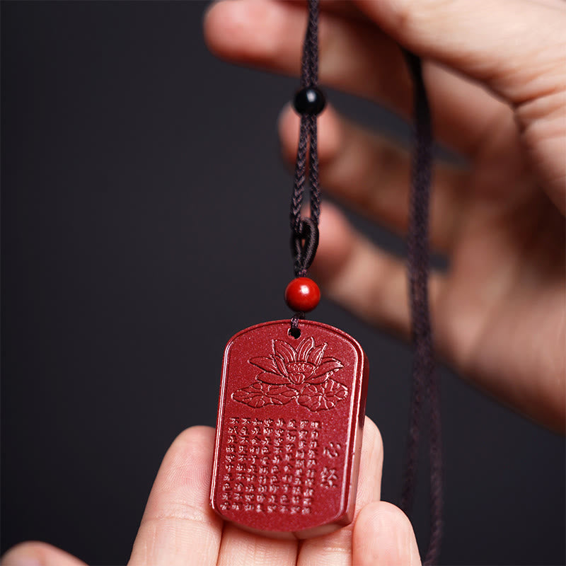 Kette Zinnober Lotus Herzsutra Graviert Segen