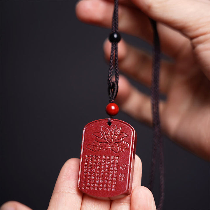 Kette Zinnober Lotus Herzsutra Graviert Segen