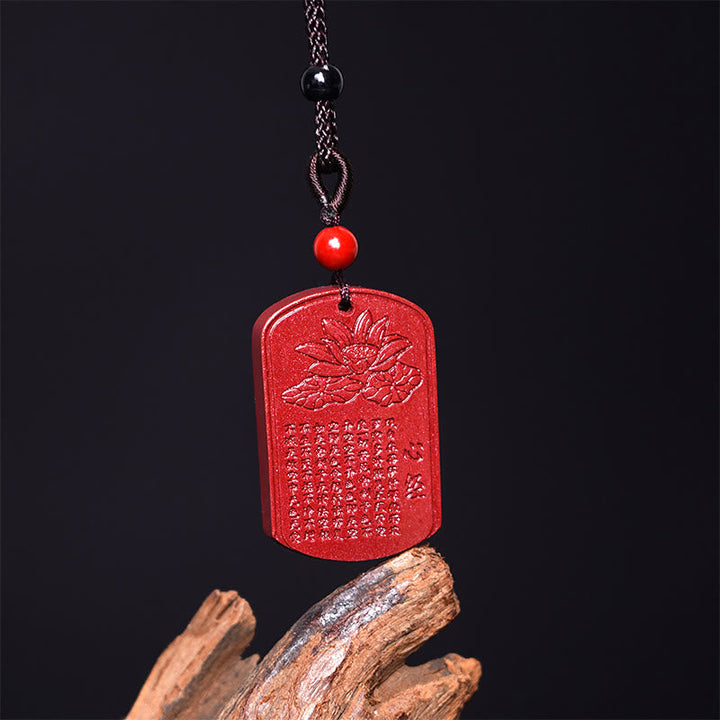 Kette Zinnober Lotus Herzsutra Graviert Segen
