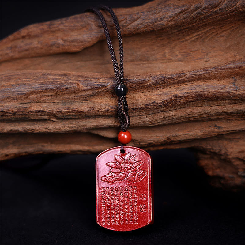 Kette Zinnober Lotus Herzsutra Graviert Segen