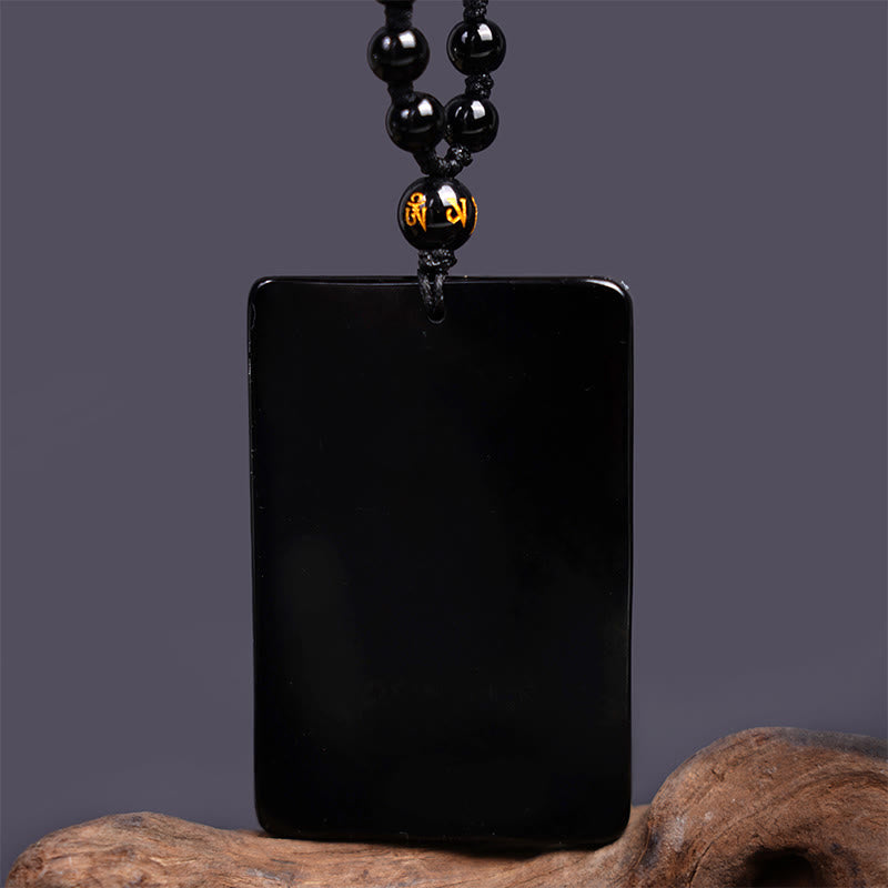 Schwarzer Obsidian Anhänger Kette Glatt Stärke