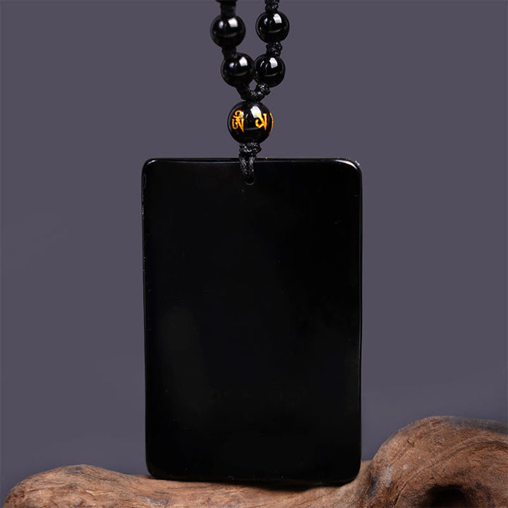 Schwarzer Obsidian Anhänger Kette Glatt Stärke
