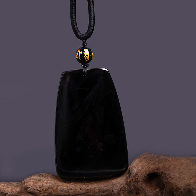 Kette Anhänger Obsidian Drachen Stoff