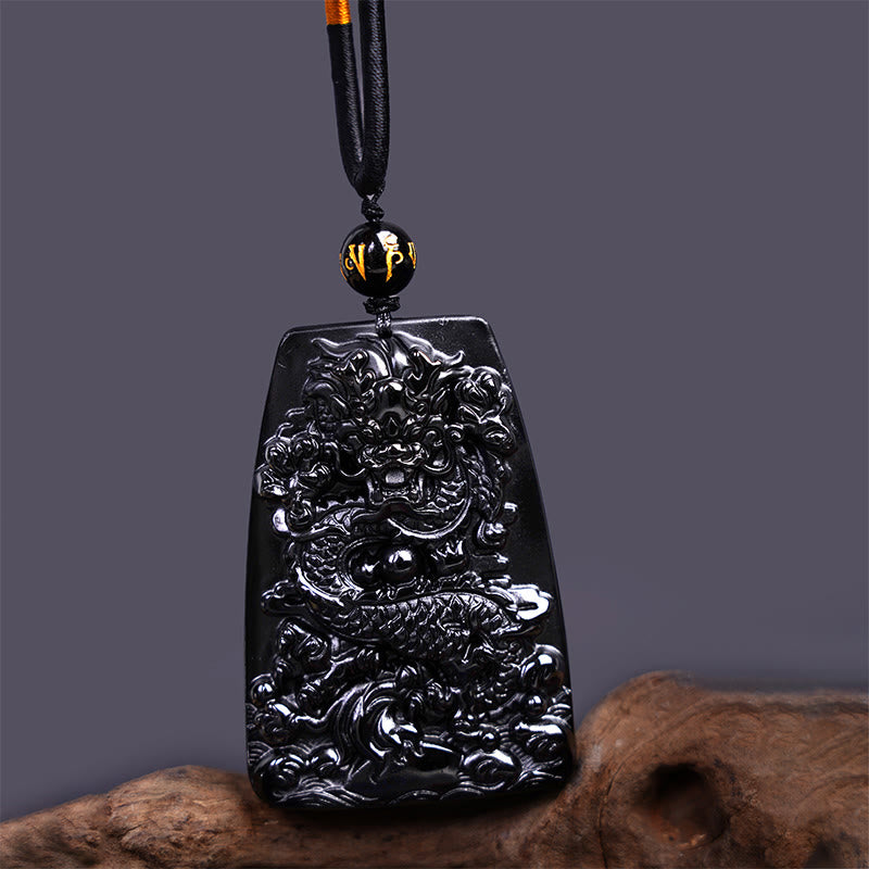 Kette Drachen Obsidian Anhänger Schutz