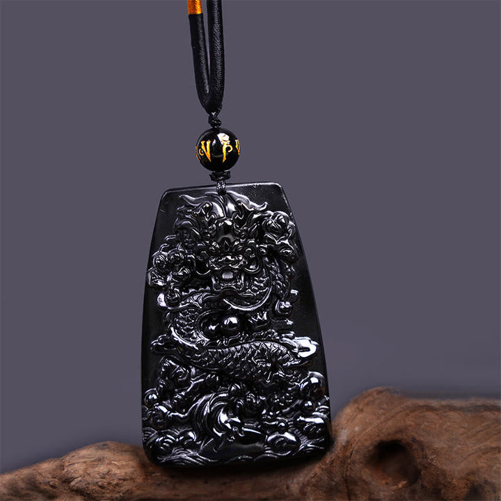 Kette Drachen Obsidian Anhänger Schutz