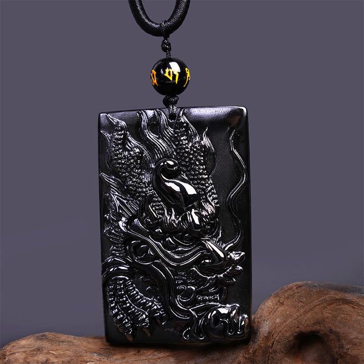 Kette Obsidian Drachen Schwarz Natur Kraft