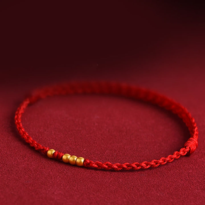 Rotes Seidenfaden Armband Paar – Schutz & Glück mit goldenen Perlen