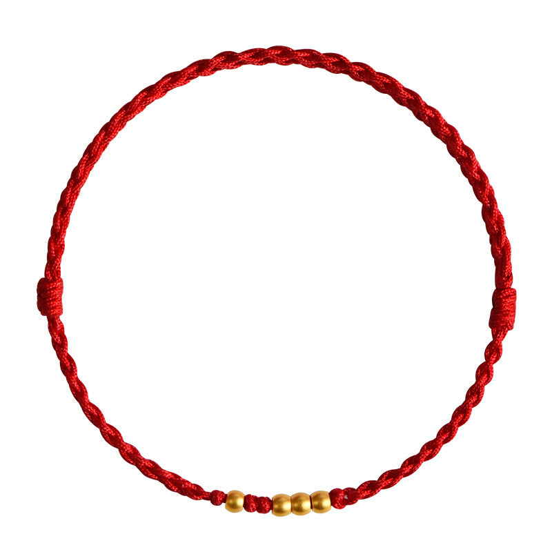 Rotes Seidenschnur Armband Paar – Schutz & Glück mit goldenen Perlen