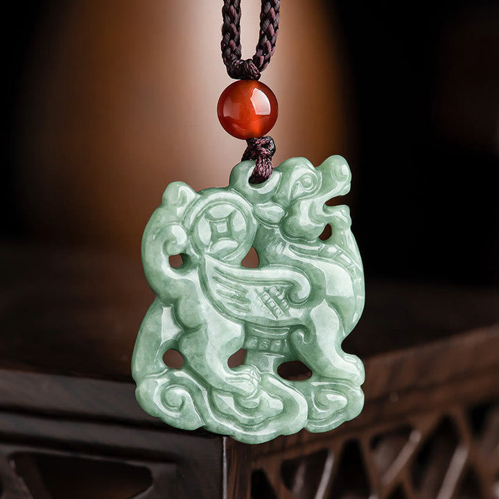 Anhänger Kette Jade Drache Rot Glück