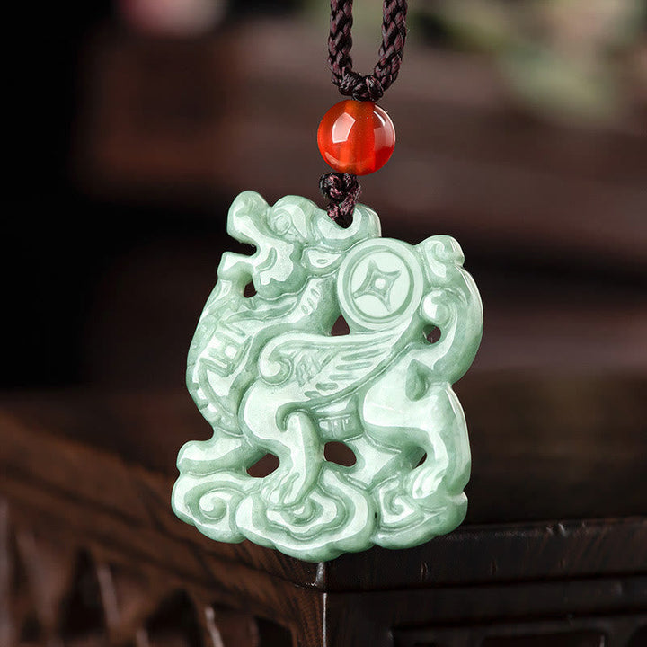 Anhänger Kette Jade Drache Glück Schutz