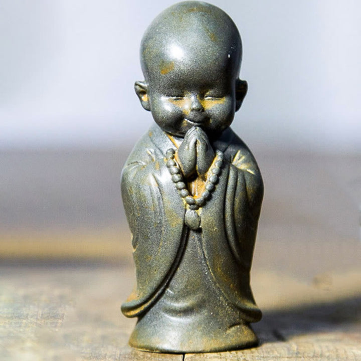 Meditation Buddha Klein Schreibtisch Meditierender Mönch stehend