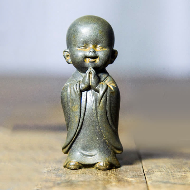 Meditation Buddha Klein Schreibtisch Lächelnder Mönch