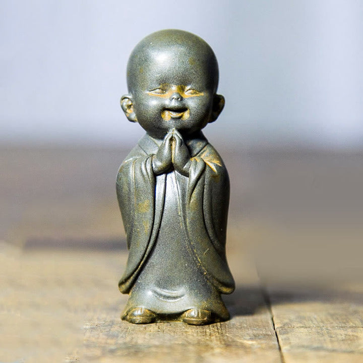 Meditation Buddha Klein Schreibtisch Lächelnder Mönch