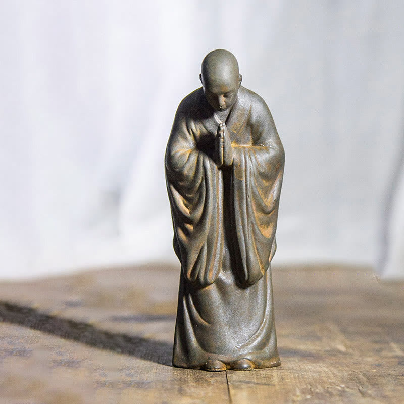 Meditation Buddha Eisen Rost Verbeugter Mönch