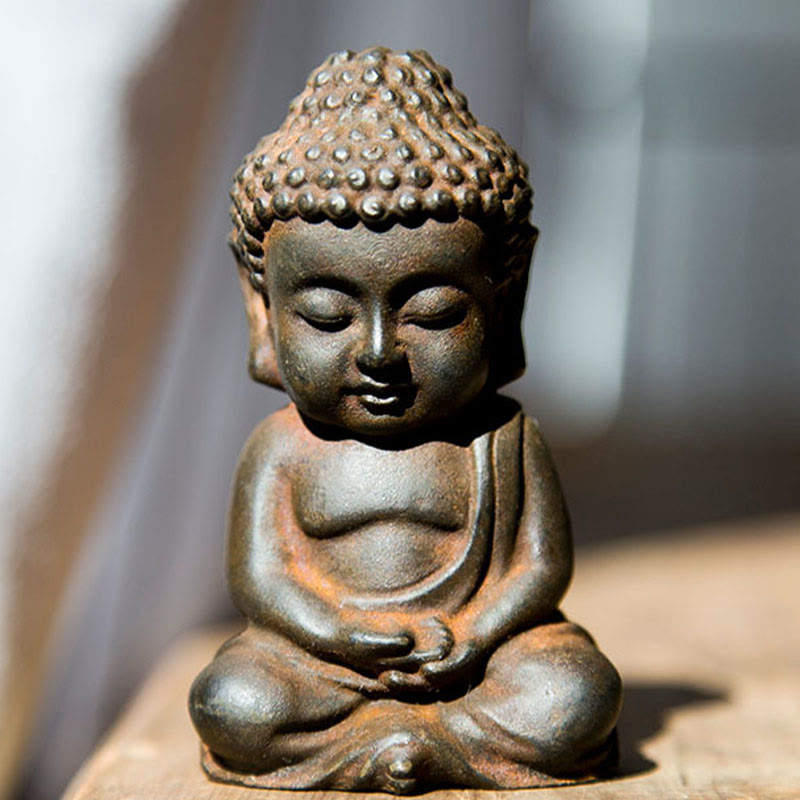 Shakyamuni Buddha Eisen Rost Klein Rost-Ausführung / Meditierender Buddha