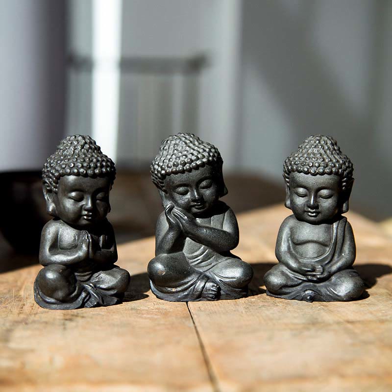 Shakyamuni Buddha Eisen Rost Klein Reguläre Ausführung / 3er-Set Buddha