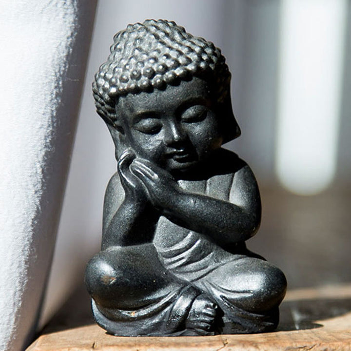 Shakyamuni Buddha Eisen Rost Klein Reguläre Ausführung / Buddha mit Kinn aufgestützt