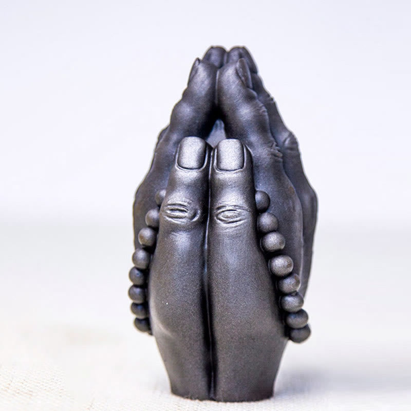 Buddha Statue Hand Namaste Rost Poliert Namaste