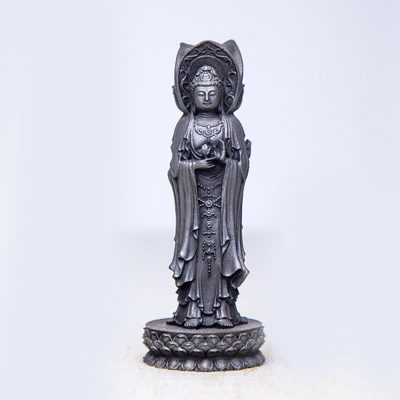 Guanyin Statue Dreiseitig Eisen Rost Poliert