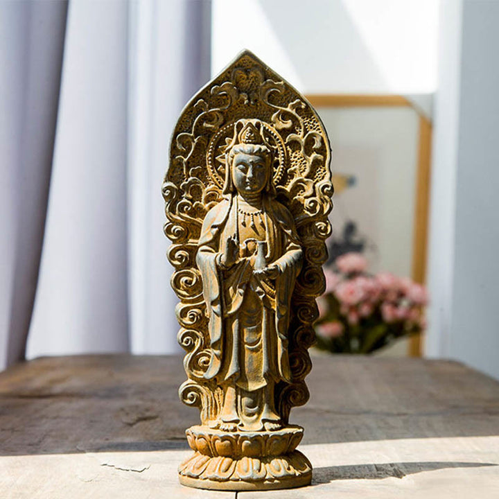 Buddha Amitabha Guanyin Eisen Rost Buddha Vase / Rustikal