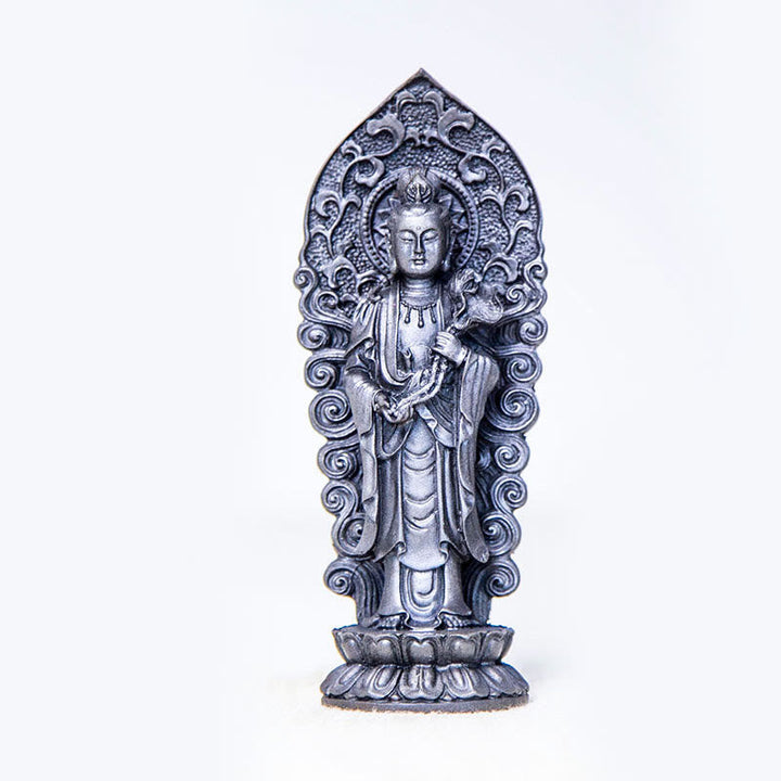 Buddha Amitabha Guanyin Eisen Rost Buddha Ruyi Griff / Poliert