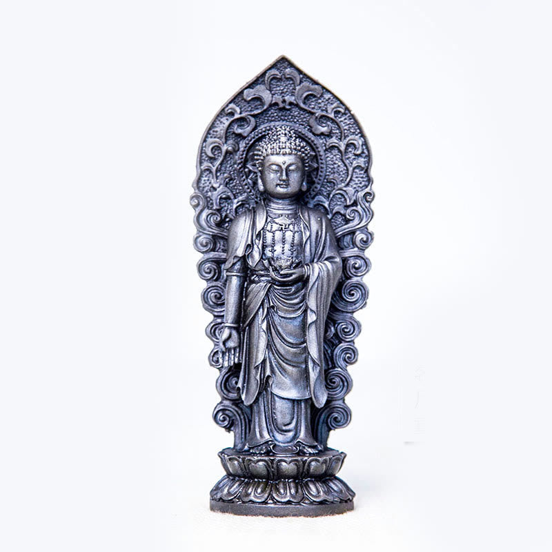 Buddha Amitabha Guanyin Eisen Rost Buddha Lotus / Poliert