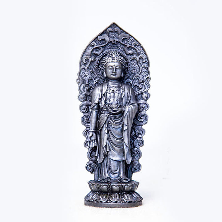 Buddha Amitabha Guanyin Eisen Rost Buddha Lotus / Poliert